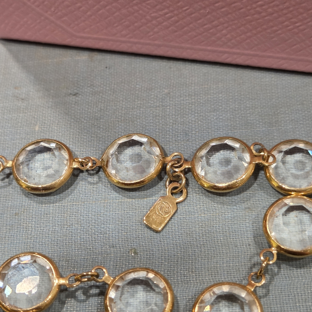 Vintage Swarovski Gold and Clear Crystal Necklace - Picture 2 of 3